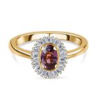 AA Lavendel-Spinell, weißer Diamant Ring, 925 Silber Gelbgold Vermeil, (Größe 19.00) ca. 0.70 ct