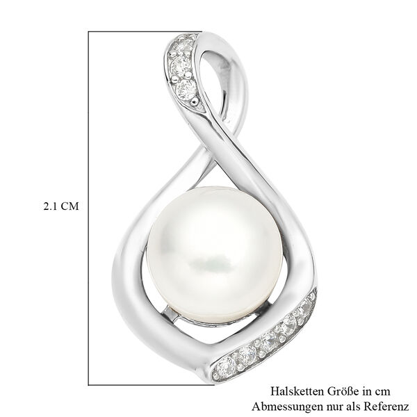 Wei&szlig;e S&uuml;&szlig;wasser Perle und Zirkonia Anh&auml;nger 925 Silber rhodiniert ca. 0,50 ct image number 6