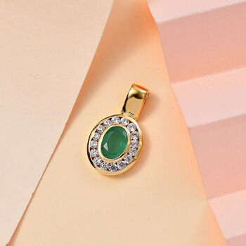 Kagem sambischer Smaragd und Zirkon-Anh&auml;nger - 1,24 ct.