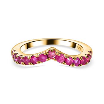 Afrikanischer Rubin (Fissure gef&uuml;llt) Ring, 925 Silber Gelbgold Vermeil (Gr&ouml;&szlig;e 20.00) ca. 0.87 ct