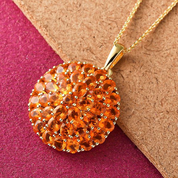 Salamanca Feueropal-Anh&auml;nger mit Kette, ca. 50 cm, 925 Silber vergoldet ca. 4,02 ct image number 3