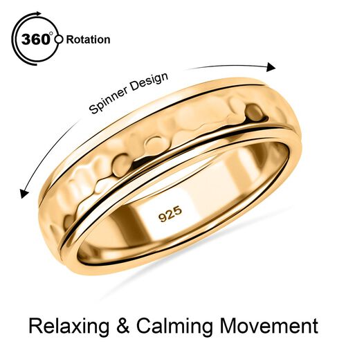 Strukturierter Spinning-Band-Ring, 925 Silber 750 Gelbgold Vermeil image number 0