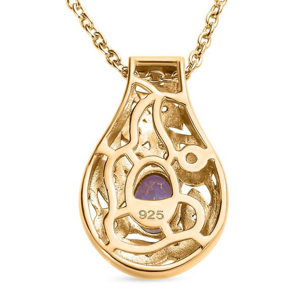 Tansanit und Zirkon Anh&auml;nger mit 50cm Kette - 0,91 ct. image number 5