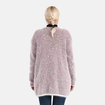 Kuschelweicher, langer &Uuml;bergangs-Cardigan mit 2 Taschen, gestrickt, Braun