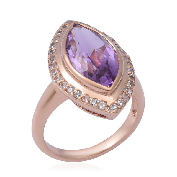 Rose De France Amethyst und Zirkon Ring 925 Silber Ros&eacute;vergoldet image number 3