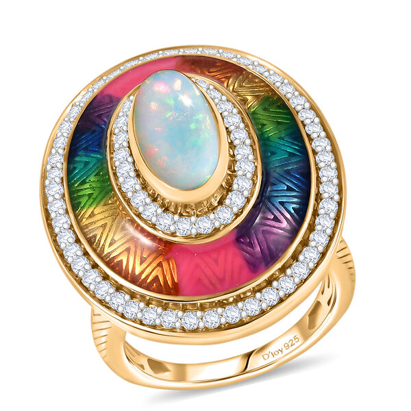 D'Joy AA nat&uuml;rlicher, &auml;thiopischer Welo Opal und Zirkon Ring und Anh&auml;nger mit 50cm Kette image number 11