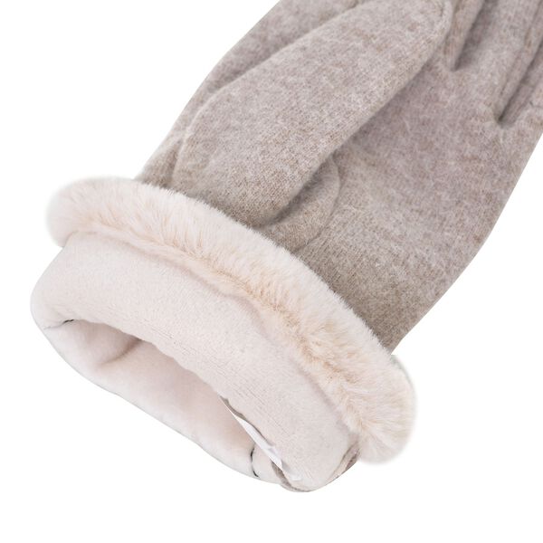 LA MAREY Handschuhe mit Kunstfell Bord&uuml;re, Beige image number 5