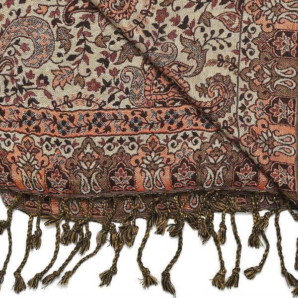 Jamawar-Schal, 3-Schiffchen-Webung, 70x200 cm, Paisley image number 7