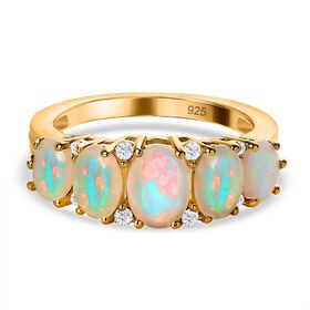 AA natürlicher, äthiopischer Welo Opal und Zirkon-Ring - 1,60 ct.