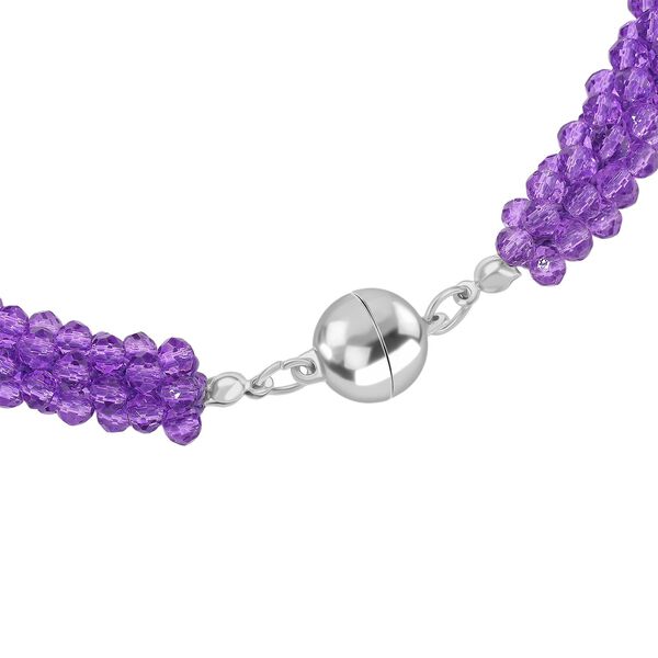 2er Set - Lila Kristall Halskette und Armband, flexibel image number 5