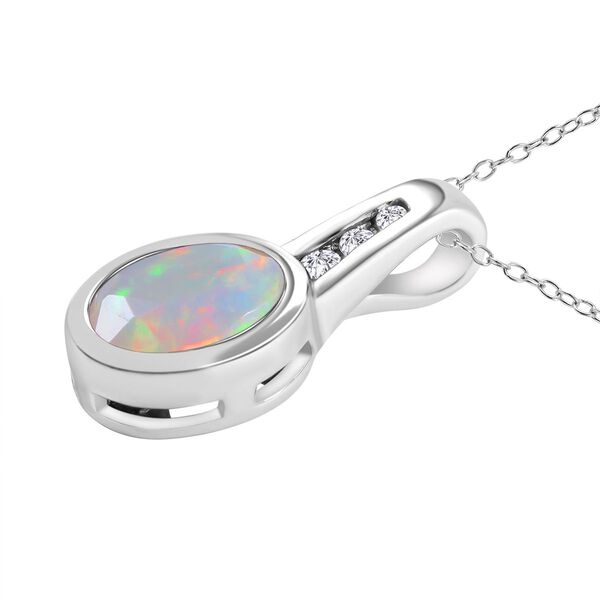 2er-Set - nat&uuml;rlicher, &auml;thiopischer Welo Opal und Zirkon-Anh&auml;nger mit Kette - 0,92 ct. image number 2