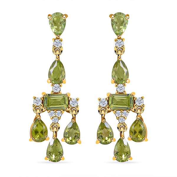 Natürlicher Peridot Ohrringe, 925 Silber vergoldet, ca. 6.20 ct image number 0