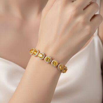 Goldgelbes und wei&szlig;es Zirkonia 19cm Armband