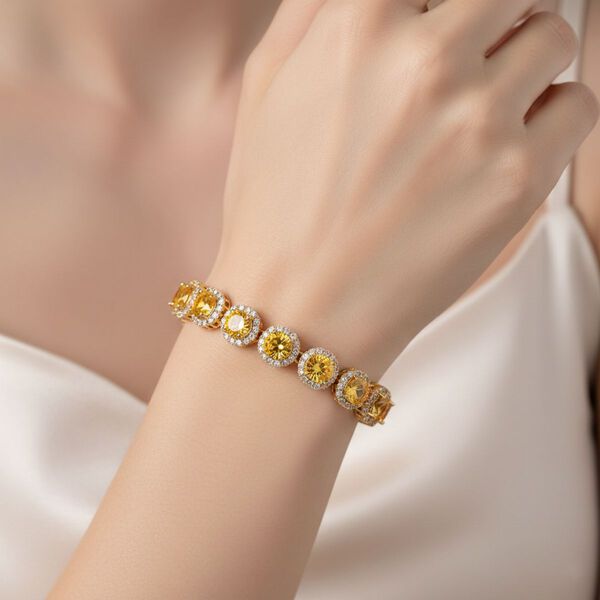 Goldgelbes und wei&szlig;es Zirkonia 19cm Armband image number 3