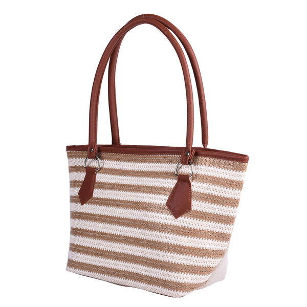 Handtasche f&uuml;r Damen, Braun und Wei&szlig; image number 5