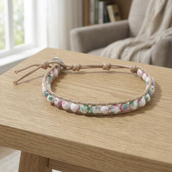 Flexibles mehrfarbiges Regenblumen-Yuhua-Quarzit Armband - 35 ct.