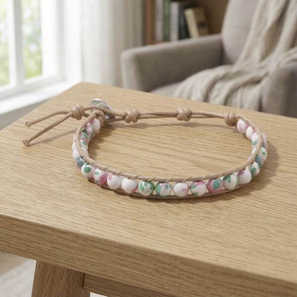 Flexibles mehrfarbiges Regenblumen-Yuhua-Quarzit Armband - 35 ct. image number 2