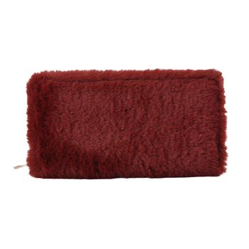 Luxus Kunstfell Brieftasche mit RFID-Schutz, 20x10x3 cm, Burgund
