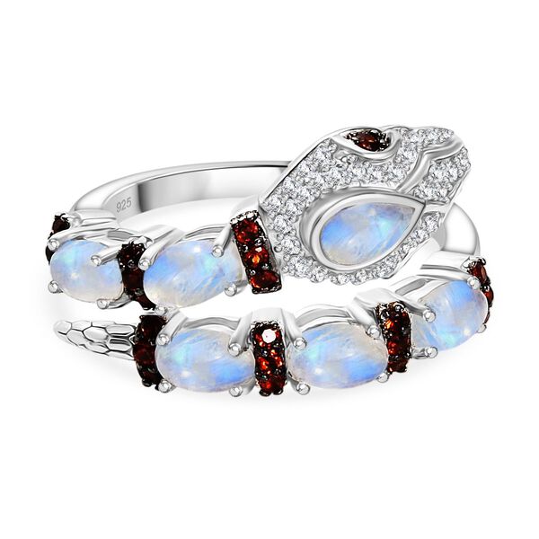 GP Trifono Kollektion- AAA Regenbogen Mondstein, Mosambik Granat, Zirkon und blauer Saphir Ring - 2,26 ct. image number 0