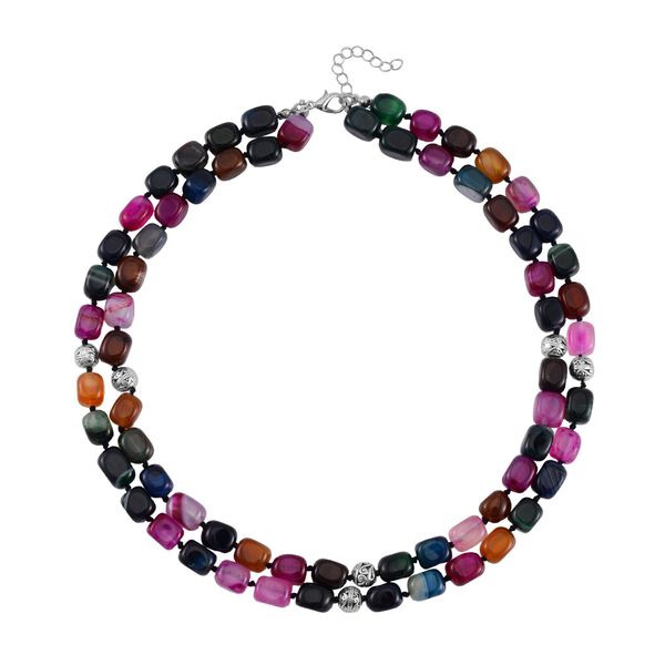 Doppellagige mehrfarbiges Achat-Halskette - 600 ct. image number 3