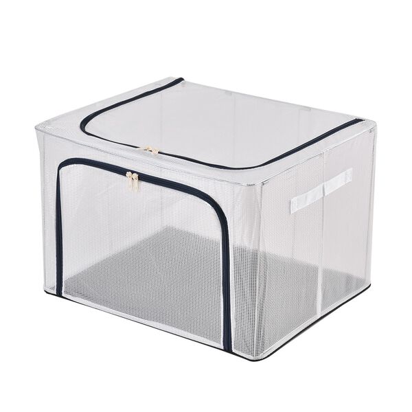 66L Stapelbare Aufbewahrungsbox mit Metallrahmen, blauer Reißverschluss image number 2