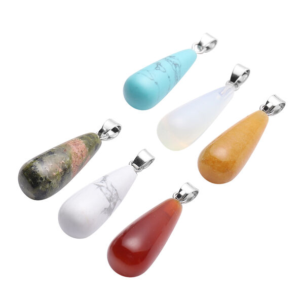 6er-Set, mehrfarbige Edelstein-Anh&auml;nger, silberfarben ca. 72,00 ct image number 3