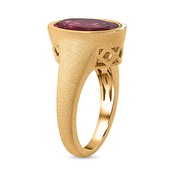 Lab Created Padparadscha-Saphir Ring, 925 Silber Gelbgold Vermeil, (Größe 20.00) ca. 7.10 ct image number 5