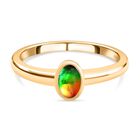 Kanadischer Ammolit-Ring, 925 Silber Gelbgold Vermeil (Größe 17.00) ca. 0,49 ct