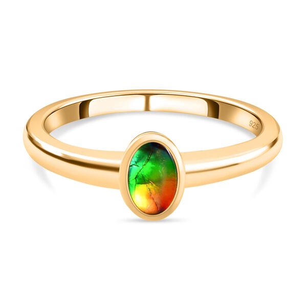 Kanadischer Ammolit-Ring, 925 Silber Gelbgold Vermeil (Größe 17.00) ca. 0,49 ct image number 0