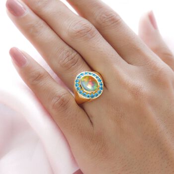 Nat&uuml;rlicher, &auml;thiopischer Welo Opal und Neon Apatit-Ring - 2,45 ct.