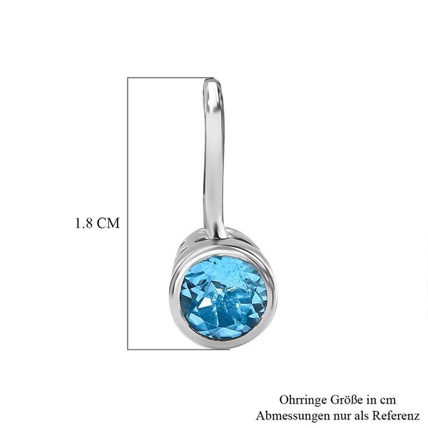 Schweizer Blautopas Ohrringe, 925 Silber platiniert, ca. 1.89 ct image number 4