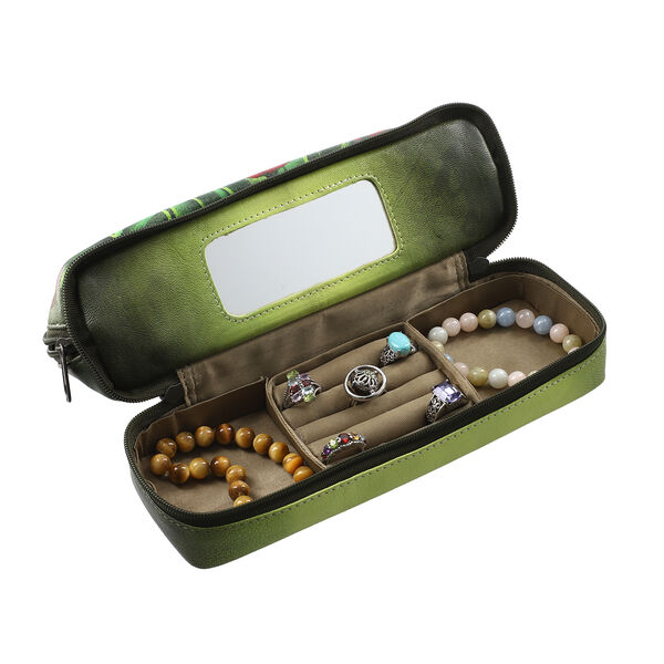 SUKRITI - 100% Leder: handbemalter Beauty Organizer, Grün image number 7