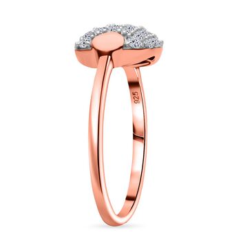 LUXURIANT SGL zertifizierter SI-GH Labor Diamant Ring, 925 Silber 750 Ros&eacute;gold Vermeil - 0,50 ct.