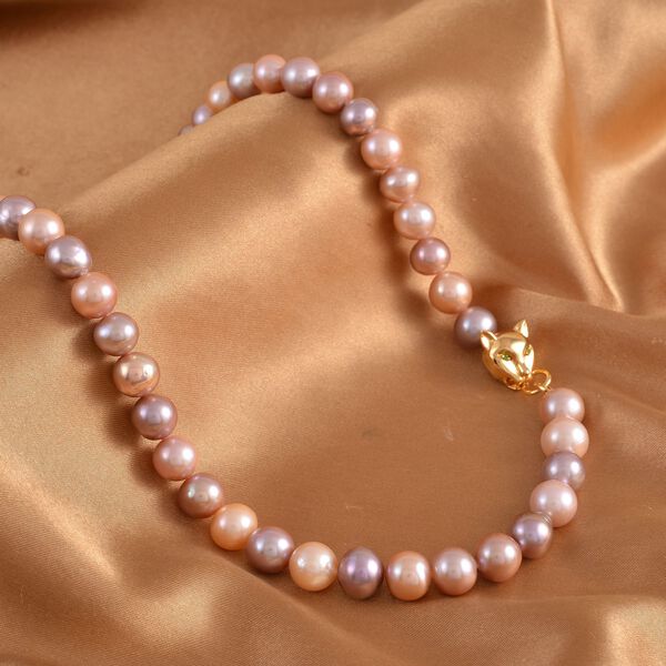 8-12mm mehrfarbige Edison Perle und nat&uuml;rliche Chromdiopsid-Halskette, 50cm - 0,15 ct. image number 2