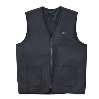 Beheizbare Weste mit Plüschfutter, 5 Heizbereiche, 5000 mAh Powerbank, Größe L/XL, Schwarz