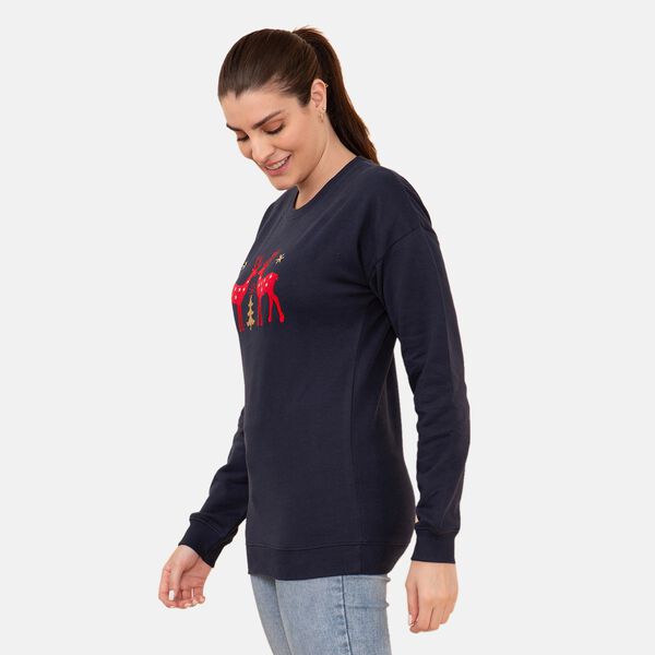 Damen Strick Sweatshirt mit Applikation, Größe 42, Dunkelblau image number 5