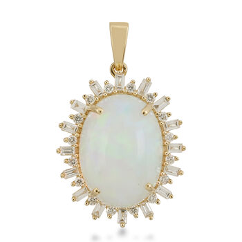 ILIANA - AAAA nat&uuml;rlicher, &auml;thiopischer Opal Diamant-Anh&auml;nger SI G-H, zertifiziert und gepr&uuml;ft, 750 Gelbgold ca. 7.10 ct