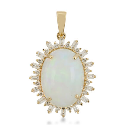 ILIANA äthiopischer Opal und Diamant Halo-Anhänger