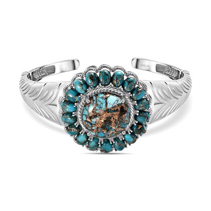 Blaues T&uuml;rkis Armreif ca. 19 cm Edelstahl ca. 38.98 ct