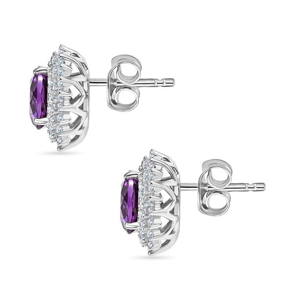 LUXURIANT DIAMOND- zertifiziert und geprüft AAA Labor Lila Saphir und Labor Diamant Ohrringe in 417 Weißgold - 4,18 ct. image number 3
