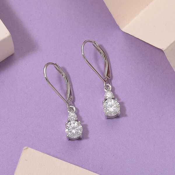 RADIANTA GRA zertifiziert Moissanit (D-VVS) Ohrringe 925 Silber rhodiniert ca. 1.12 ct image number 2