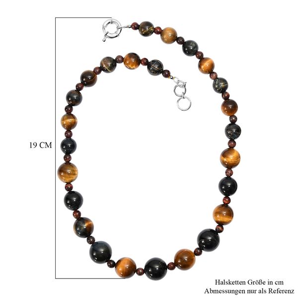 Tigerauge Halskette ca. 50 cm Nickelfreies Messing platiniert ca. 515.00 ct image number 6