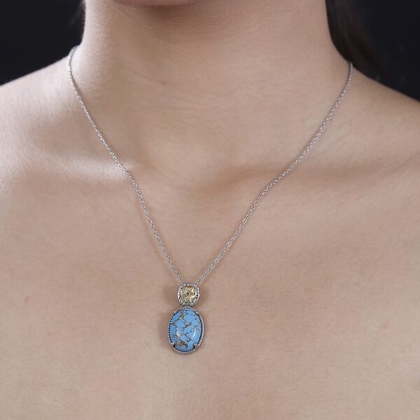 Zweifarbiger blauer Türkis-Anhänger mit 50cm Kette und Löwenkopf - 17 ct. image number 2