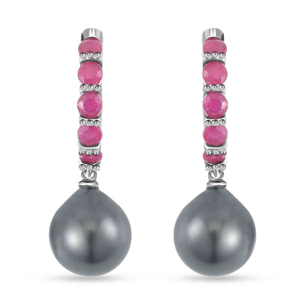 Tahiti-Perle und afrikanische Rubin-Ohrringe - 1,50 ct.