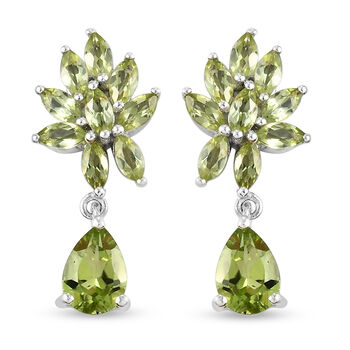 Nat&uuml;rliche Peridot-Ohrringe, 925 Silber platiniert ca. 3,08 ct