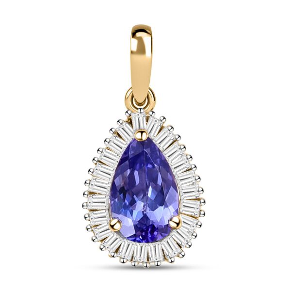 AA Tansanit und Diamant-Halo-Anh&auml;nger in 375 Gold, 1,15 ct.