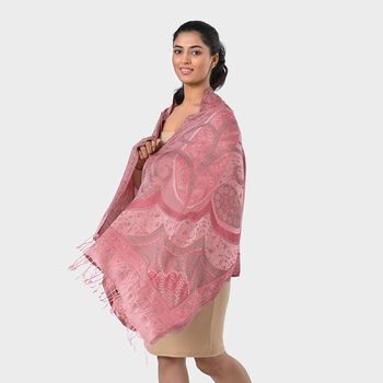 Jamawar-Schal aus Modal-Seiden, 70x200cm, Rosa