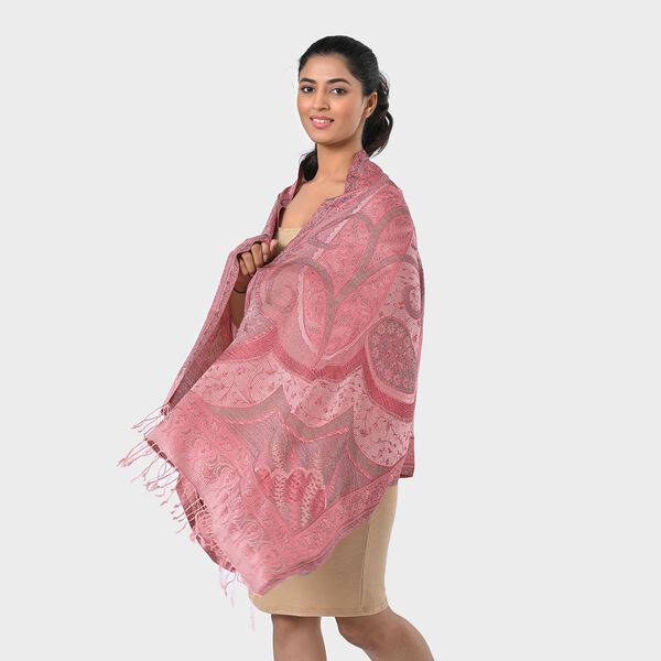 Jamawar-Schal aus Modal-Seiden, 70x200cm, Rosa image number 2