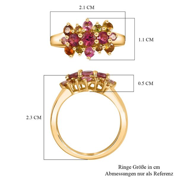 AA Mehrfarbig-Turmalin Ring 925 Silber 750 Gelbgold Vermeil (Größe 16.00) ca. 1,10 ct image number 21