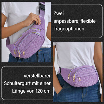 Multifunktionale RFID-gesch&uuml;tzte Nylon G&uuml;rteltasche mit Schnellverschluss, 36x4x13cm, Lila